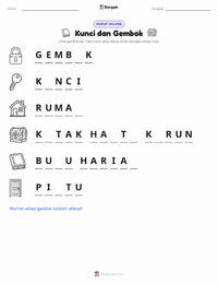 Prabaca lembar kerja cetak Kunci