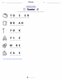 Toaster printable worksheet preview