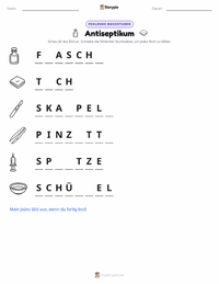Antisepsis druckbare Arbeitsblatt Vorschau