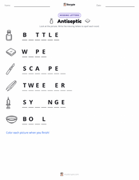 Antiseptic printable worksheet preview