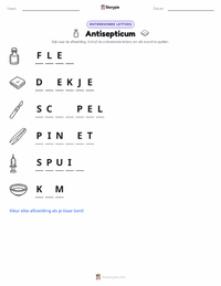 Antisepsis afdrukbare werkblad voorbeeld