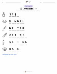Antiseptik yazdırılabilir çalışma sayfası önizlemesi
