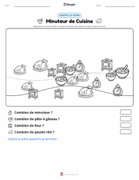 Aperçu de la feuille de travail imprimable Minuteur de Cuisine