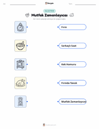 Mutfak Zamanlayıcısı çocuklar için yazdırılabilir çalışma sayfası
