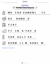 Mutfak Zamanlayıcısı yazdırılabilir çalışma sayfası önizlemesi