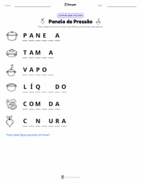 Prévia da folha de atividades imprimível Panela de Pressão