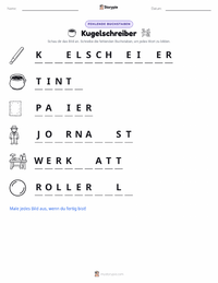 Kugelschreiber druckbare Arbeitsblatt Vorschau