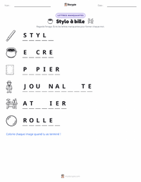 Aperçu de la feuille de travail imprimable Stylo à bille