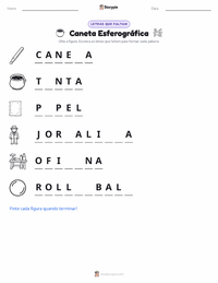Prévia da folha de atividades imprimível Caneta Esferográfica