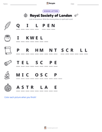 Royal Society of London printable worksheet preview