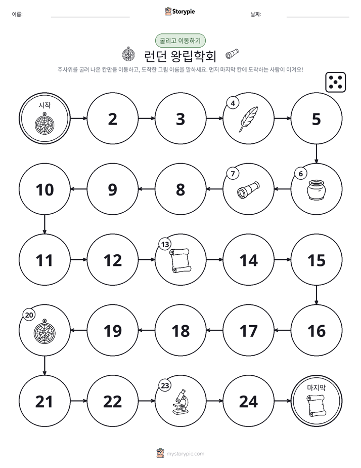 주사위 굴리고 이동하기 게임