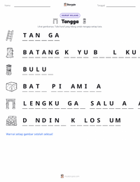 Prabaca lembar kerja cetak Tangga