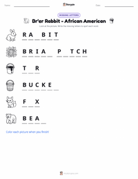 Br'er Rabbit - African American printable worksheet preview