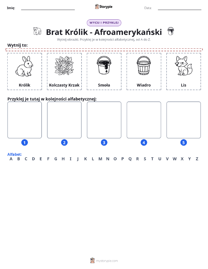 Wytnij i Wklej Alfabet