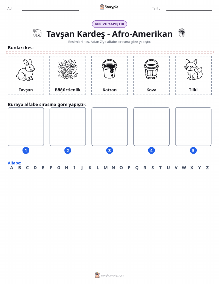 Kes & Yapıştır Alfabe