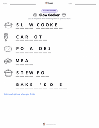 Slow Cooker printable worksheet preview