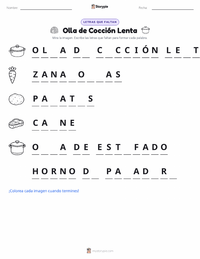 Vista previa de la hoja de trabajo imprimible de Olla de cocción lenta