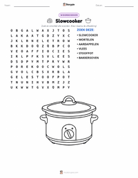 Slowcooker afdrukbare werkblad voorbeeld