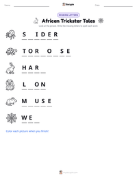 African Trickster Tales printable worksheet preview