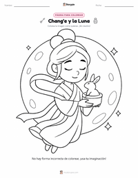 Página para colorear de Chang'e para niños