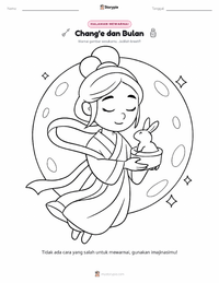 Halaman mewarnai Chang'e untuk anak-anak