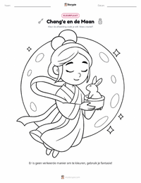 Chang'e kleurplaat voor kinderen