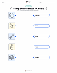 Chang'e and the Moon - Chinese printable worksheet for kids