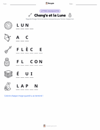 Aperçu de la feuille de travail imprimable Chang'e