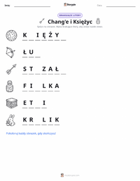 Podgląd drukowalnego arkusza ćwiczeń Chang'e