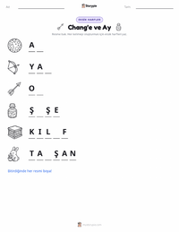 Chang'e yazdırılabilir çalışma sayfası önizlemesi