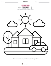 Suburbia coloring page for kids
