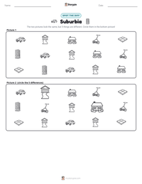 Suburbia printable worksheet preview