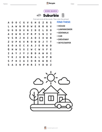 Suburbia printable worksheet preview