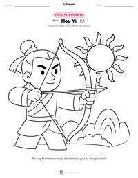 Vista previa de la hoja de trabajo imprimible de Hou Yi
