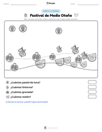 Vista previa de la hoja de trabajo imprimible de Festival de Medio Otoño