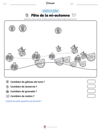 Aperçu de la feuille de travail imprimable Fête de la mi-automne