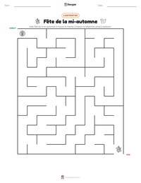 Aperçu de la feuille de travail imprimable Fête de la mi-automne