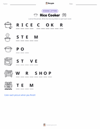 Rice Cooker printable worksheet preview