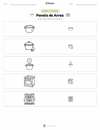 Prévia da folha de atividades imprimível Panela de Arroz