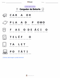 Vista previa de la hoja de trabajo imprimible de Cargador de batería