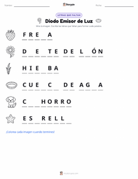 Vista previa de la hoja de trabajo imprimible de Diodo Emisor de Luz