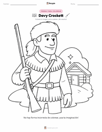 Página para colorear de Davy Crockett para niños