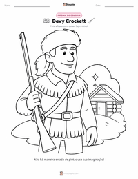 Página de colorir Davy Crockett para crianças