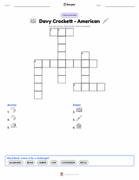 Davy Crockett - American printable worksheet preview