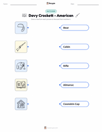 Davy Crockett - American printable worksheet for kids