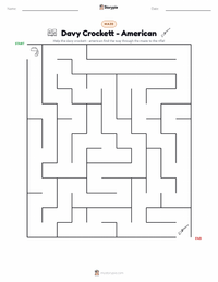 Davy Crockett - American printable worksheet preview