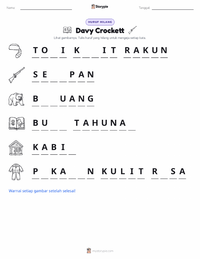 Prabaca lembar kerja cetak Davy Crockett