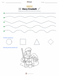 Prabaca lembar kerja cetak Davy Crockett