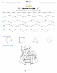 Prévia da folha de atividades imprimível Davy Crockett