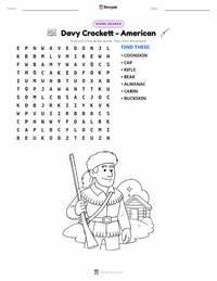 Davy Crockett - American printable worksheet preview